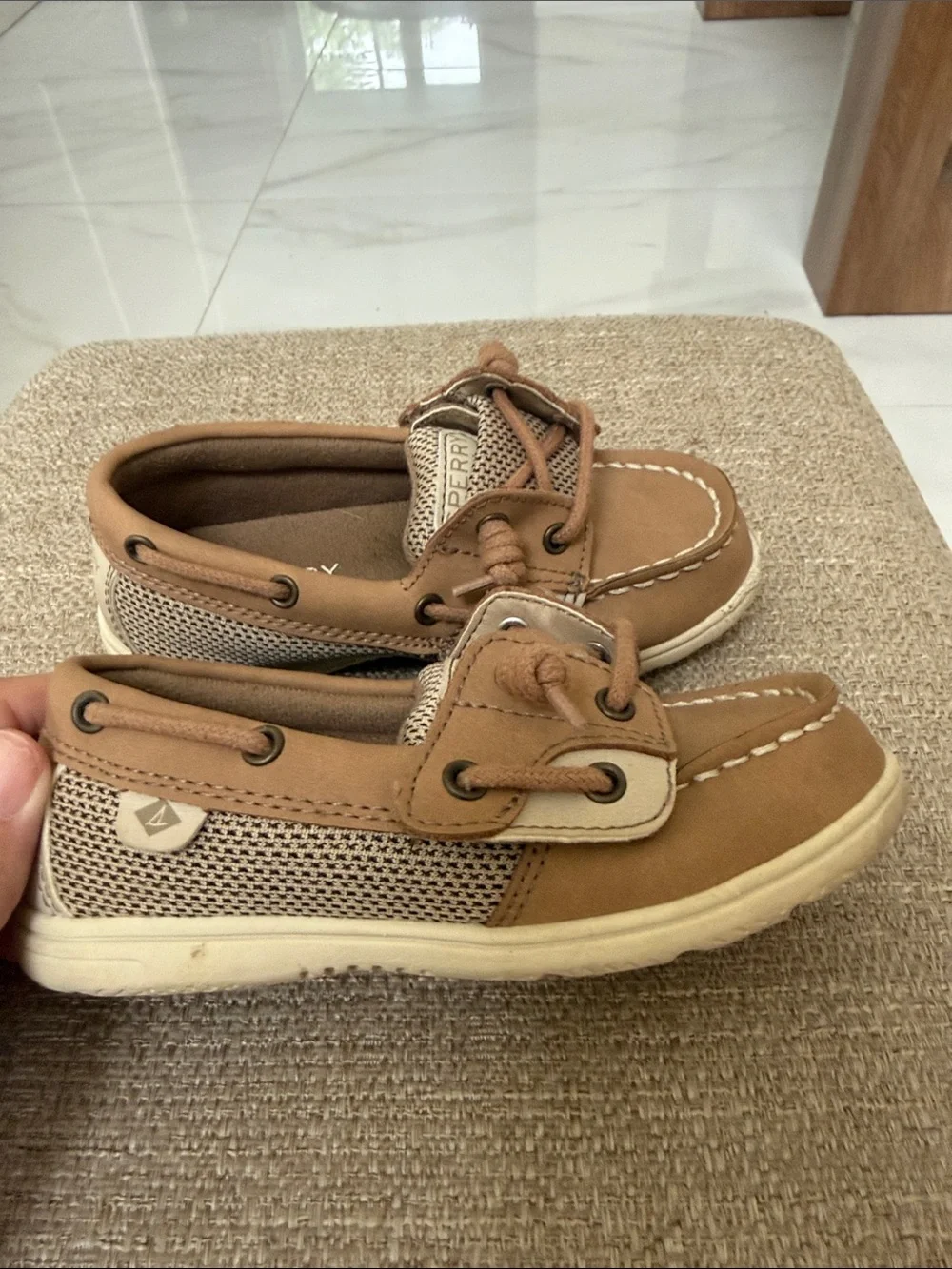 Sperry Tan Kids Leather Boat Shoes